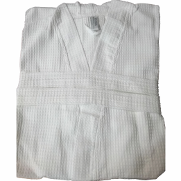 Peignoir hôtel nid d'abeille, blanc, mélangé polyester coton