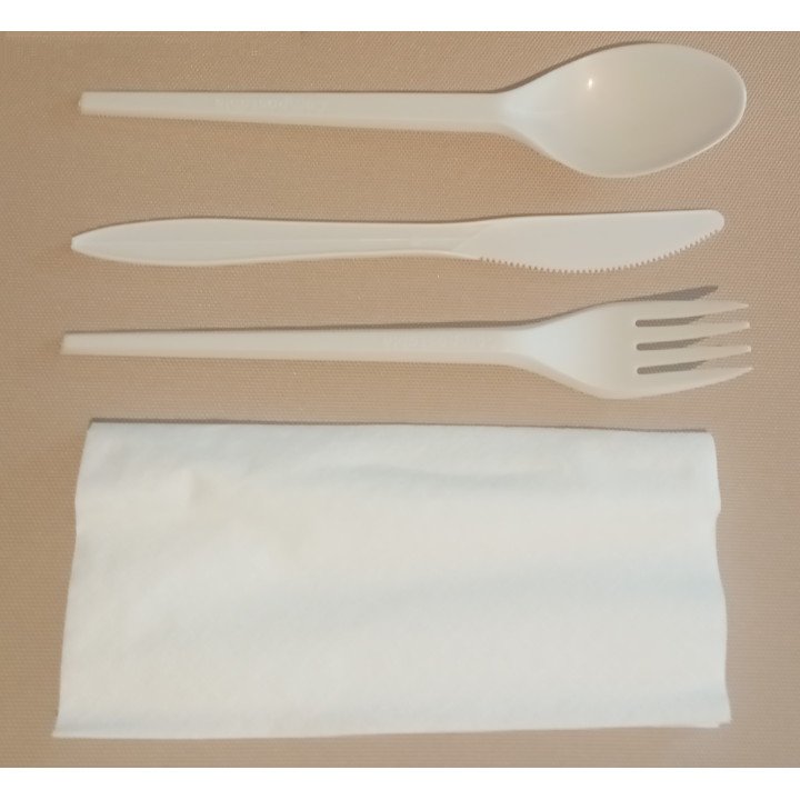 Kit couverts de pique-nique complet, biodégradables et compostables, amidon de maïs