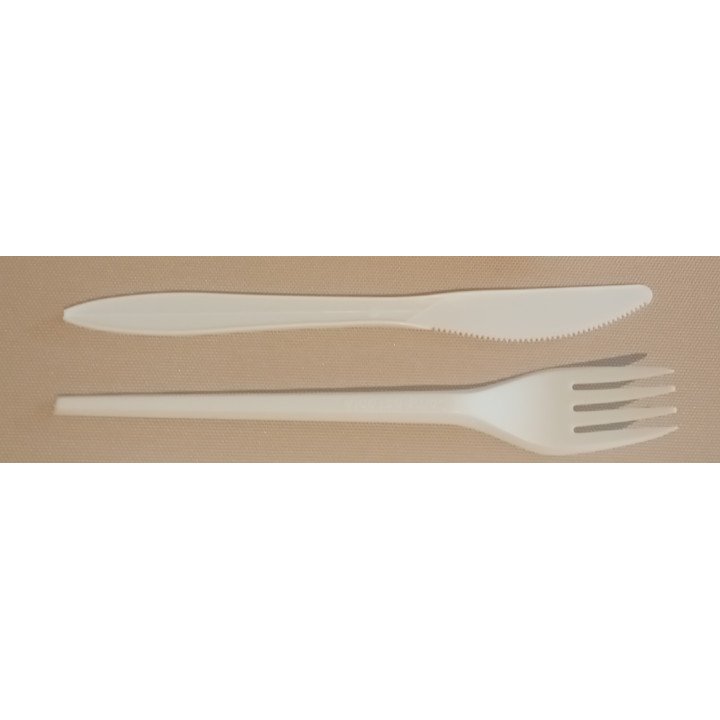 Cubierto set picnic CPLA, biodegradable y compostable, almidón de maíz