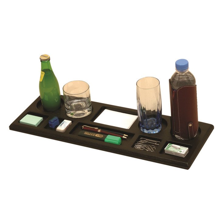 Hotel room organizer tray for drinks and stationery