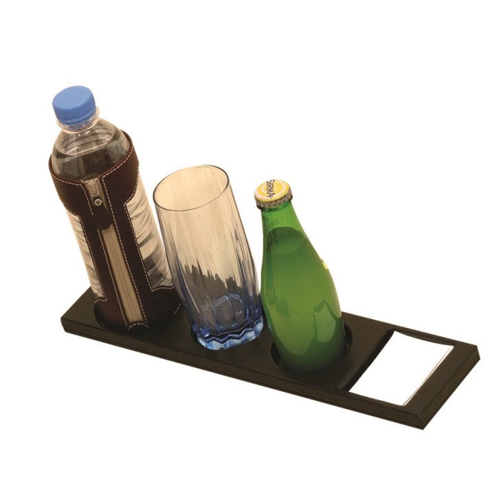 Bandeja organizador habitación hotel para bebidas y papelería