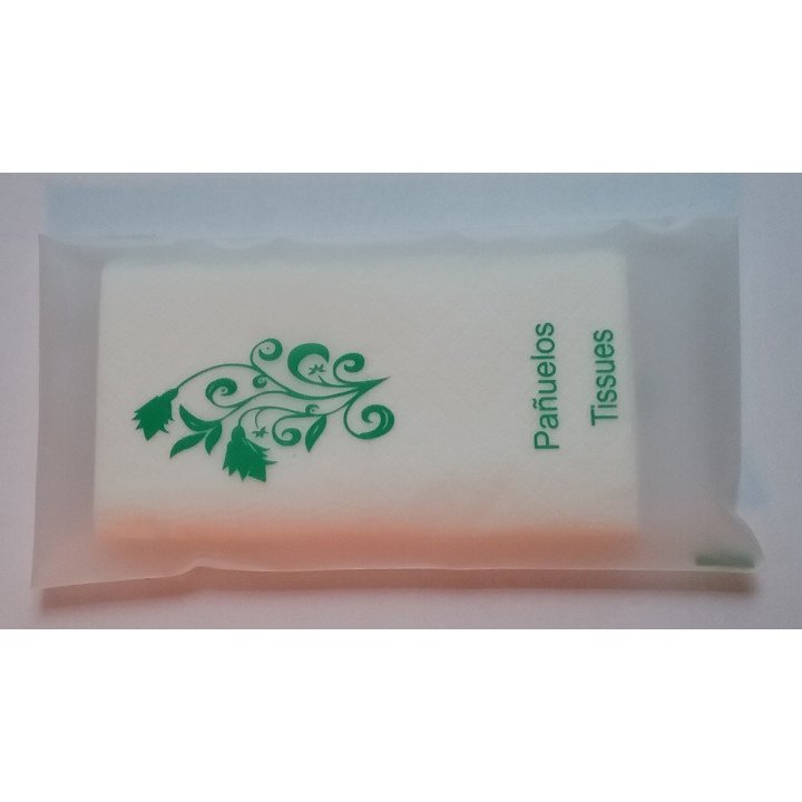Lenços tissue de celulose em saqueta
