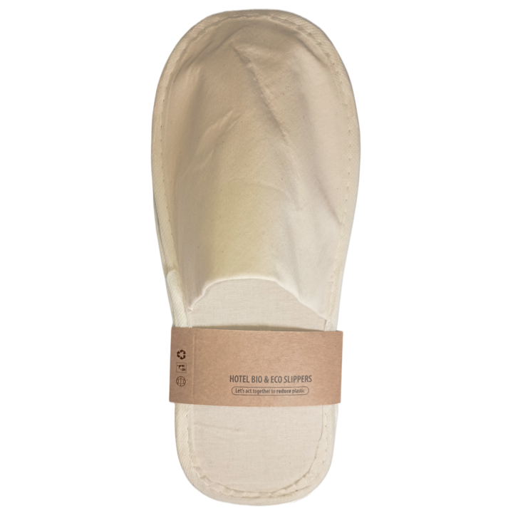 Biodegradable and ecological slippers, made of cotton fabric, plastic-free