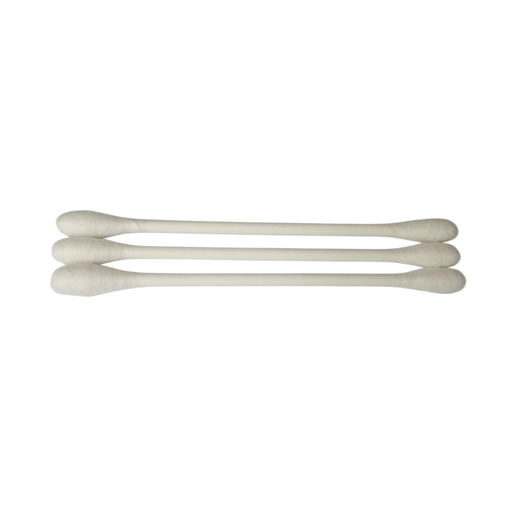 Biodegradable cotton swabs in flow-pack paper for sustainable amenities