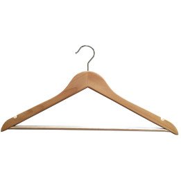 Perchas armario hotel clásica de madera con barra antideslizante