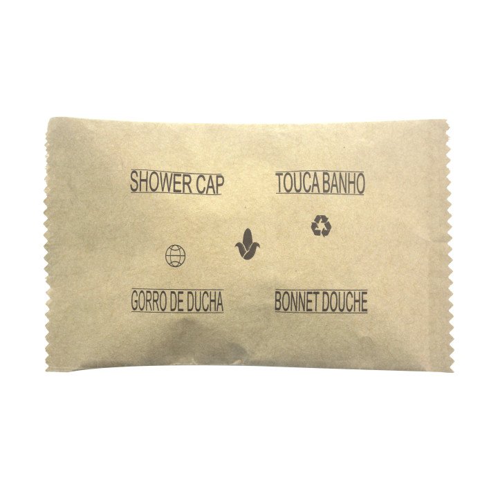 Touca de banho biodegradável para acolhimento hotel