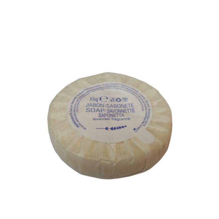 Hotel soap 15 gr, pleated with paper, sustainable amenities zero plastic