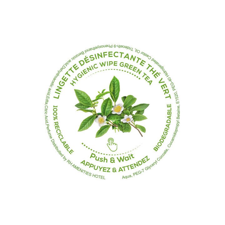 Lingette Comprimée PushClean Thé Vert | Catering