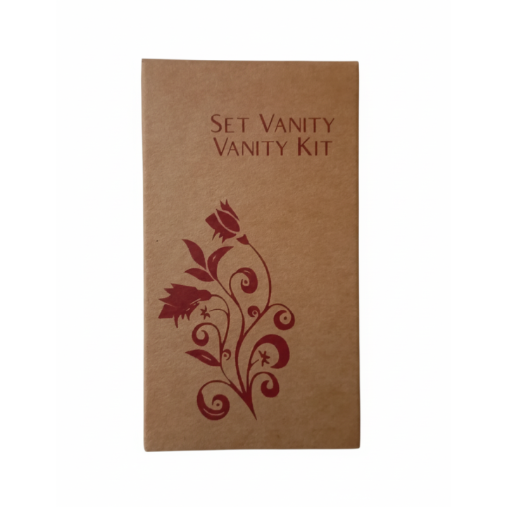 Vanity kit in astuccio kraft con dischetti, cotton fioc, lima unghie