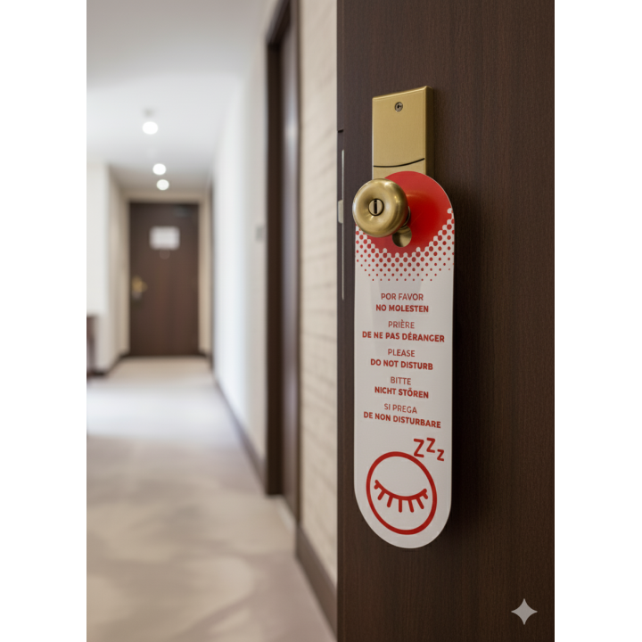 Colgador con troquel flexible para puertas de hotel, fabricados en PVC
