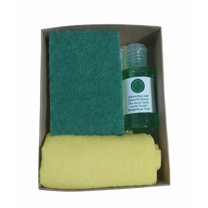 Kit de limpeza de cozinha em caixa kraft | Amenities ecológicos