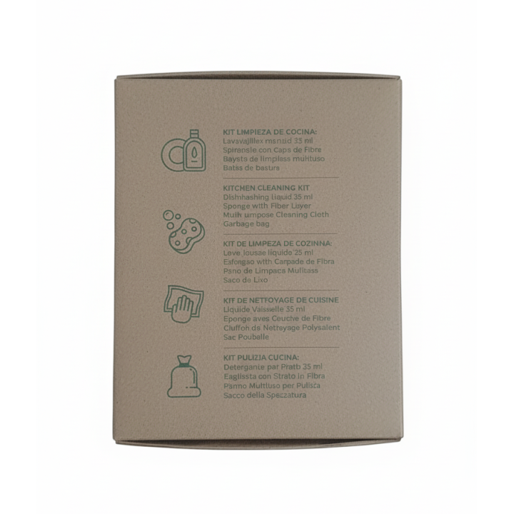 Kit pulizia cucina in scatola kraft | Amenities ecologici