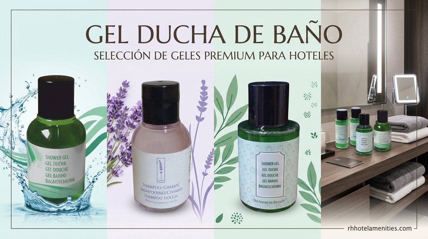 Shower gel for hotel bathroom in bottle, tube, sachet of 10, 20, 35 ml